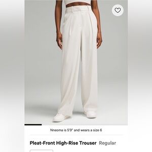 Lululemon Athletica White Pleat-Front High-Rise Trousers